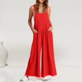 thumbnail image 1 of Baqcunre Jumpsuits For Women,Womens Loose Sleeveless Adjustable Straps Wide Leg Jumpsuit With 2 Pockets,Pants For Women,Rompers For Women 2023,Overalls For Women Loose Fit,Womens Clothes,Red,XXL, 1 of 6