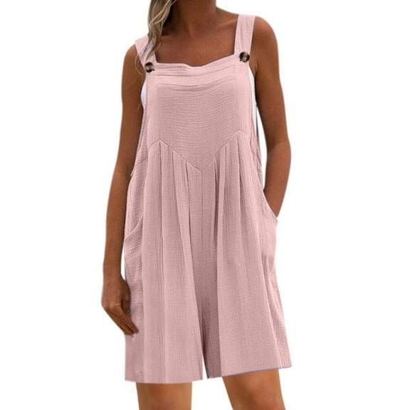 Baqcunre Jumpsuits for Women Womens Overalls Casual Loose Sleeveless Adjustable Straps Wide Leg Jumpsuit with 3 Pockets Jumpsuits for Women Dressy One Piece Jumpsuits for Women