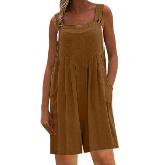 Baqcunre Jumpsuits for Women Womens Overalls Casual Loose Sleeveless Adjustable Straps Wide Leg Jumpsuit with 3 Pockets Jumpsuits for Women Dressy One Piece Jumpsuits for Women