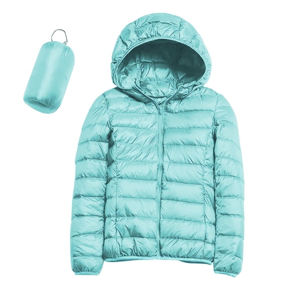 Baqcunre Ladies Casual Solid Color Light Down Jacket White Duck Down Hooded Down Jacket Jacket Womens Coats Fleece Jacket Women Winter Jackets For Women Coats For Women,Color Mint Green,Size XL