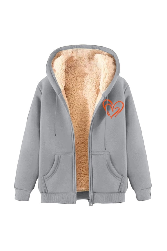 Lamb Wool Coat for Women Winter Thick Warm Solid Color Plus Size Hooded Coat, One Pack Jacket Gray2 3XL