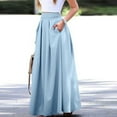 thumbnail image 1 of Baqcunre Large Solid Color Pocket High Waist Ol Half Skirt Pleated Skirt Skirts For Fall 2023 Pleated Skirt Long Skirt Women Clothing Skirts For Women,Color Sky Blue,Size L, 1 of 7