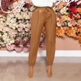 thumbnail image 1 of Baqcunre Leather Pants,Leather Waist with Pockets Leggings Straight for Women Pants High Leg Elastic Leather Pants Vintage Pants Women's Pants,Joggers for Women Y2K Pants Brown L, 1 of 6