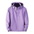 thumbnail image 1 of Baqcunre Lightweight Casual Jacket for Women, Womens Fall / Winter Zipper Single Layer Hooded Rash Guard Rainproof Breathable for Outdoor Travel Casual Jacket Clearance! 1PC Jacket Purple 3XL, 1 of 7
