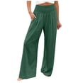 thumbnail image 1 of Baqcunre Linen Pants Linen Pants For Women High Waisted Wide Leg Loose Fit Palazzo Pants Beach Trendy Trouses With Pockets Womens Sweatpants Women'S Pants Army Green L, 1 of 3