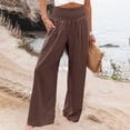thumbnail image 1 of Baqcunre Linen Pants Linen Pants For Women High Waisted Wide Leg Loose Fit Palazzo Pants Beach Trendy Trouses With Pockets Womens Sweatpants Women'S Pants Brown S, 1 of 4