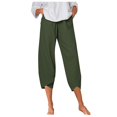 thumbnail image 1 of Baqcunre Linen Pants Women,Pants Casual Summer Elastic High Waist Linen Pants Straight Leg Wide Leg Cropped Pants,Womens Fashion Capri Pants for Women Women's Pants Womens Clothes Green 5XL, 1 of 8
