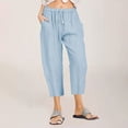 thumbnail image 1 of Baqcunre Linen Pants Women,Pockets Lightweight High Waisted Adjustable Tie Knot Loose Trousers,Womens Fashion Capri Pants for Women Women's Pants Womens Clothes Army Green XL, 1 of 6