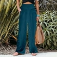 thumbnail image 1 of Baqcunre Linen Pants Women'S Loose Relaxed High Waist Cotton Pocket Wide Leg Pants Jogger Pants For Women Pants For Women Blue S, 1 of 5
