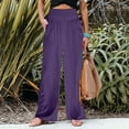 thumbnail image 1 of Baqcunre Linen Pants Women'S Loose Relaxed High Waist Cotton Pocket Wide Leg Pants Jogger Pants For Women Pants For Women Purple XXL, 1 of 5