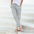 thumbnail image 1 of Baqcunre Linen Pants Women,Women's Elastic Drawstring Waist Loose Wide Leg Solid Pants With Pockets,Womens Fashion,Pants For Women,Women'S Pants,Womens Clothes,Grey,L, 1 of 5