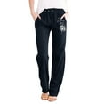 thumbnail image 1 of Baqcunre Linen Pants Womens Printing Casual Loose Pants With Pockets Elastic High Waist Paper Bag Pants Linen Pants Sweatpants Womens Pants Dark blue L, 1 of 4