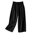thumbnail image 1 of Baqcunre Linen Pocket Elastic Breathable Trousers Loose Cotton Waist Pant Womens Pants,Size XL,Wide Leg Pants Woman,Palazzo Pants for Women,Y2K Pants,Women's Pants,Women Clothing,Black, 1 of 2