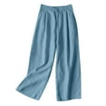 thumbnail image 1 of Baqcunre Linen Pocket Elastic Breathable Trousers Loose Cotton Waist Pant Womens Pants,Size XL,Wide Leg Pants Woman,Palazzo Pants for Women,Y2K Pants,Women's Pants,Women Clothing,Blue, 1 of 2