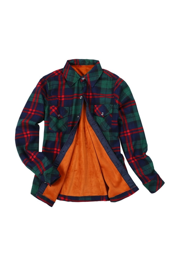 Long Sleeve Shirts For Women Women'S Plaid Fleece Lined Jacket Button Up Fuzzy Shirt Checkered Flannel Blouse Womens Fall Tops Crop Tops A L
