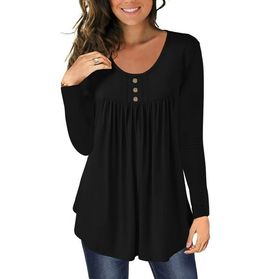 Baqcunre Long Sleeve Shirts For Women Women Tops O Neck Daily Casual Top Hoodies For Women Womens Tops Black L