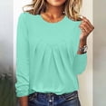 thumbnail image 1 of Baqcunre Long Sleeve Shirts For Women Womens Tops Long Sleeve Undershirt Solid Travel Cute Tops O Neck Slim Fit Tshirts Shirts Blouse Hoodies For Women Womens Blouses Mint Green 3XL, 1 of 5