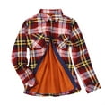 thumbnail image 1 of Baqcunre Long Sleeve Shirts For Women Women'S Plaid Fleece Lined Jacket Button Up Fuzzy Shirt Checkered Flannel Blouse Womens Fall Tops Crop Tops B XL, 1 of 2