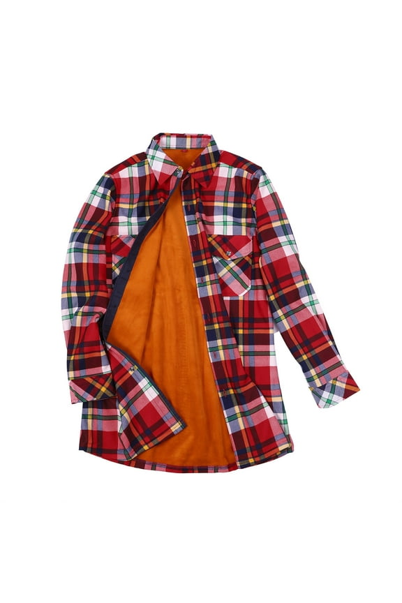 Long Sleeve Shirts For Women Women'S Plaid Fleece Lined Jacket Button Up Fuzzy Shirt Checkered Long Sleeve Flannel Blouse Womens Shirts Womens Blouses H L