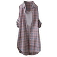 thumbnail image 1 of Baqcunre Long Sleeve Shirts For Women Women'S Striped Long Sleeve Shirt Cardigan Loose Shirt Thin Jacket T Shirt Top Womens Fall Tops Winter Coats For Women Pink L, 1 of 4