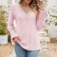 thumbnail image 1 of Baqcunre Long Sleeve Shirts For Women Womens Long Sleeve Tees For Womens V Neck Lace Patchwork Long Sleeve Casual Shirts Blouses Tops Womens T Shirts Womens Blouses Pink XL, 1 of 9