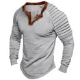 thumbnail image 1 of Baqcunre Long Sleeve Tee Shirts For Men Male Pleated Long Sleeve Stitching Raglan Sleeve Multi Retro Long Sleeve Shirt Polo Shirts For Men Tops For Men Grey XXL, 1 of 4