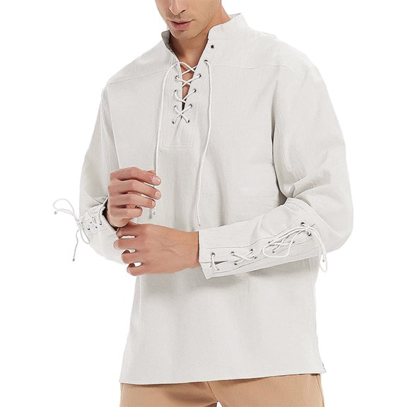 Baqcunre Long Sleeve Tee Shirts For Men Mens Shirt Steam Punk Retro Gothic Holiday Fashion Clothing Mens Sweatshirt Tops For Men White S