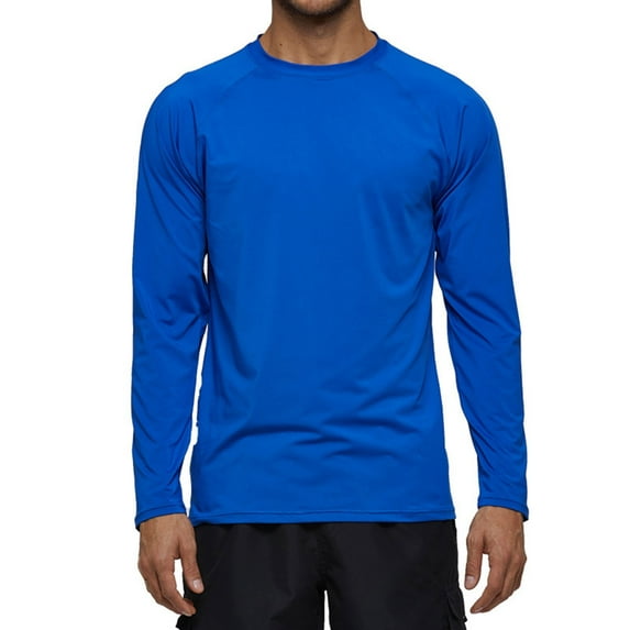 Baqcunre Long Sleeve Tee Shirts For Men Summer Men'S Fashion Trend Solid Color Long Sleeved Surfing Suit Swimming Sun Suit Polo Shirts For Men Tops For Men Blue XXL