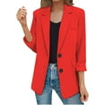 thumbnail image 1 of Baqcunre Long Winter Coats, Womens Casual Jacket with Pockets Long Sleeve Front Button Work Lapel Jacket Blazer for Women 1 Pc Jacket Red1 3XL, 1 of 9