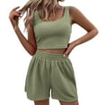 thumbnail image 1 of Baqcunre Lounge Sets for Women,Summer Shorts Sets 2 Piece Sleeveless Matching Crop Top and High Waisted Shorts,Outfits for Women Womens Pajamas Pajama Set Womens Clothes Grey L, 1 of 7