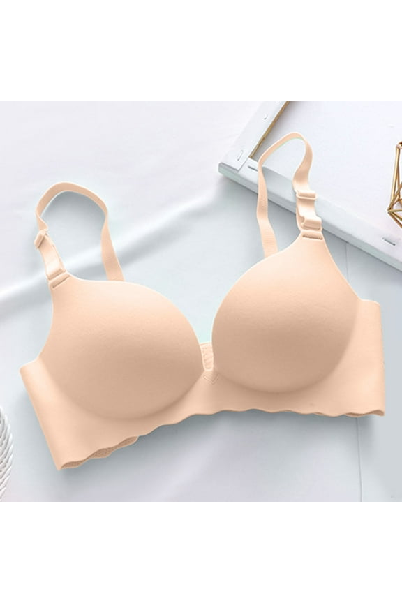 Macaron Underwear Traceless Girl Bra Set Smooth No Underwire Gathered Upper Bracket Adjustable Bra Bralettes For Women Push Up Bra Wireless Bra Bras For Women,Color Beige,Size 32