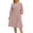 thumbnail image 1 of Baqcunre Maxi Dresses for Women 2024 Ladies Summer Cotton And Linen Solid Fashion Sleeve Loose Cotton And Linen Pocket Dress Dresses for Women 2024 Summer Dresses for Women 2024 Womens Dresses, 1 of 4