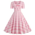 thumbnail image 1 of Baqcunre Maxi Dresses for Women 2024 Women's 1950S Rockabilly Dress Short Sleeve Vintage Cocktail Dress Checked Retro Swing Dress Elegant Wedding Party Dress Dresses for Women 2024 Pink L, 1 of 8
