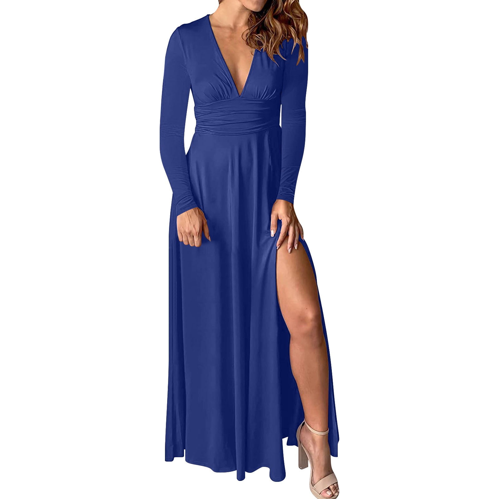 ワンピース PLEATS LONG DRESS UNOF Elegant Side Slit Mermaid One-Shoulder Pleats Stretchy