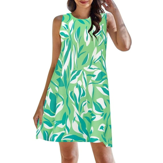 Baqcunre Maxi Dresses for Women 2024 Women's Floral Camouflage Print Spring And Summer Loose Round Neck Suspender Sleeveless Vest Pocket Dress Dresses for Women 2024 Summer Dresses for Women 2024