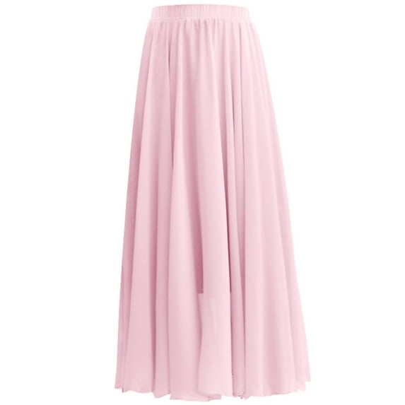 Baqcunre Maxi Skirt Summer Women's Solid Color Chiffon Skirt Women's High Waist Long Skirt Skirts for Women Maxi Skirts for Women Long Skirts for Women Pink1 XL(Hot)