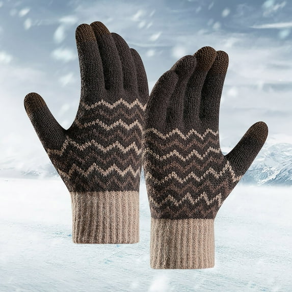 Baqcunre Men Gloves With Fleece Cold Proof Warm Gloves With Finger Screen Knit Gloves,One Size,Winter Gloves,Gloves For Cold Weather,Gloves For Men,Gloves With Touchscreen Fingers,Mens Fashion,Coffee