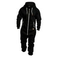 thumbnail image 1 of Baqcunre Men Pure Color Splicing Autumn Winter Casual Hoodie Print Zipper Solid Jumpsuit,L,One Piece Jumpsuit,Men'S Pants,Full Body Jumpsuit,Hoodies For Men,Mens Fashion,Black, 1 of 9