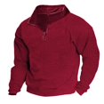 thumbnail image 1 of Baqcunre Men'S Solid Color Half Zip Outdoor Casual Standing Collar Long Sleeved Sweater,L,Quarter Zip Pullover Men,Mens Sweatshirt,Long Sleeve Shirts For Men,Men'S Fashion Hoodies & Sweatshirts,,Red, 1 of 4