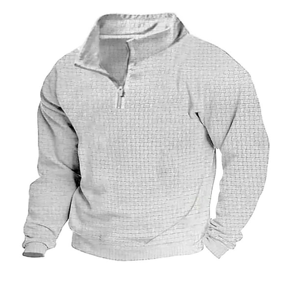 Baqcunre Men'S Solid Color Half Zip Outdoor Standing Collar Long Sleeved Sweater,4XL,Quarter Zip Pullover Men,Mens Sweatshirt,Long Sleeve Shirts For Men,Men'S Fashion Hoodies & Sweatshirts,,Grey