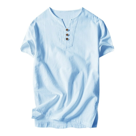 Baqcunre Men'S T-Shirts Men Tee Slim Fit V Neck Short Sleeve Muscle Cotton Casual Tops Blouse Shirts Polo Shirts For Men Tops For Men Blue 2 5XL