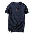 thumbnail image 1 of Baqcunre Men'S T-Shirts Men Tee Slim Fit V Neck Short Sleeve Muscle Cotton Casual Tops Blouse Shirts Polo Shirts For Men Tops For Men Navy 3XL, 1 of 3