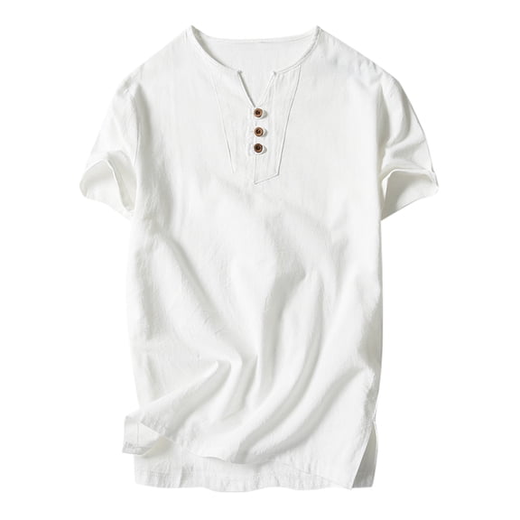 Baqcunre Men'S T-Shirts Men Tee Slim Fit V Neck Short Sleeve Muscle Cotton Casual Tops Blouse Shirts Polo Shirts For Men Tops For Men White M