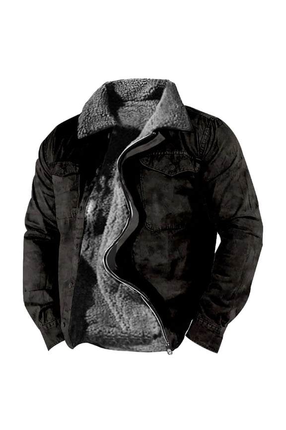 Men'S Warm Lined Wool Plaid Shirt Jacket Winter Heavyweight Thick JacketClassic Lapel Zipper Jacket,L,Plaid Shirt Men,Mens Winter Jacket,Quilted Jacket,Mens Winter Coat,Mens Fashion,Black