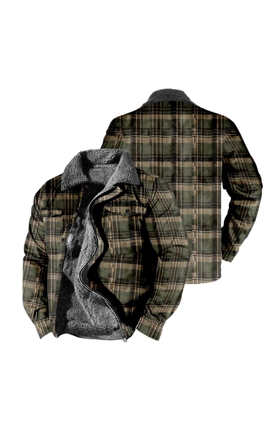 Men'S Warm Lined Wool Plaid Shirt Jacket Winter Heavyweight Thick JacketClassic Lapel Zipper Jacket,L,Plaid Shirt Men,Mens Winter Jacket,Quilted Jacket,Mens Winter Coat,,Army Green