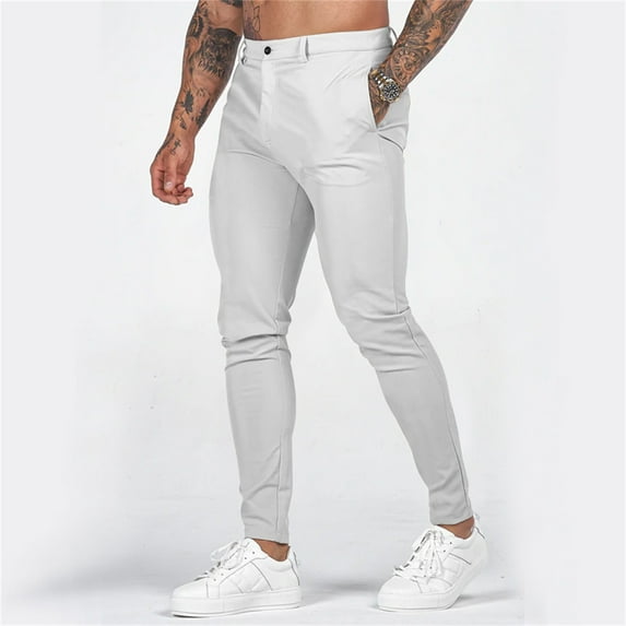 Baqcunre Men'S Wide Slim Pants Casual Pants Men'S Breathable Pants Men'S Pants,Size XXL,Mens Sweatpants,Men'S Pants,Joggers For Men,Mens Clothes,Mens Fashion,White Sweatpants