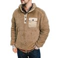 thumbnail image 1 of Baqcunre Men's Button Lapel Padded Vintage Sweatshirt Flannel Hoodless Sweatshirt,3XL,Quarter Zip Pullover Men,Mens Sweatshirt,Long Sleeve Shirts For Men,Men'S Fashion Hoodies & Sweatshirts,,Khaki, 1 of 6