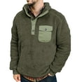 thumbnail image 1 of Baqcunre Men's Button Lapel Padded Vintage Sweatshirt Flannel Hoodless Sweatshirt,M,Quarter Zip Pullover Men,Mens Sweatshirt,Long Sleeve Shirts For Men,Men'S Fashion Hoodies & Sweatshirts,,Green, 1 of 6