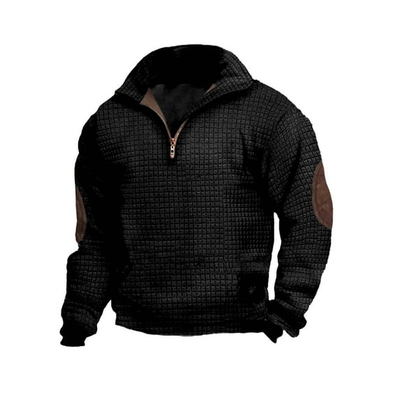 Baqcunre Men's Fall Plaid Long Sleeve Sweatshirt Men's Quadrangle Shirt,L,Quarter Zip Pullover Men,Mens Sweatshirt,Long Sleeve Shirts For Men,Men'S Fashion Hoodies & Sweatshirts,,Black