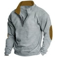 thumbnail image 1 of Baqcunre Men's Fleece Long Sleeve Half Zipper Warm Sleeve Patch Sweatshirt Top,L,Quarter Zip Pullover Men,Mens Sweatshirt,Long Sleeve Shirts For Men,Men'S Fashion Hoodies & Sweatshirts,,Grey, 1 of 8